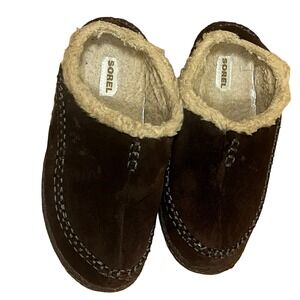 Sorel Falcon Ridge II Brown Suede Faux Fur Lined Slippers Mens 7 Tobacco